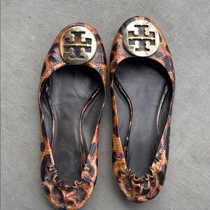 Tory Burch Brown and Black Leopard Flats